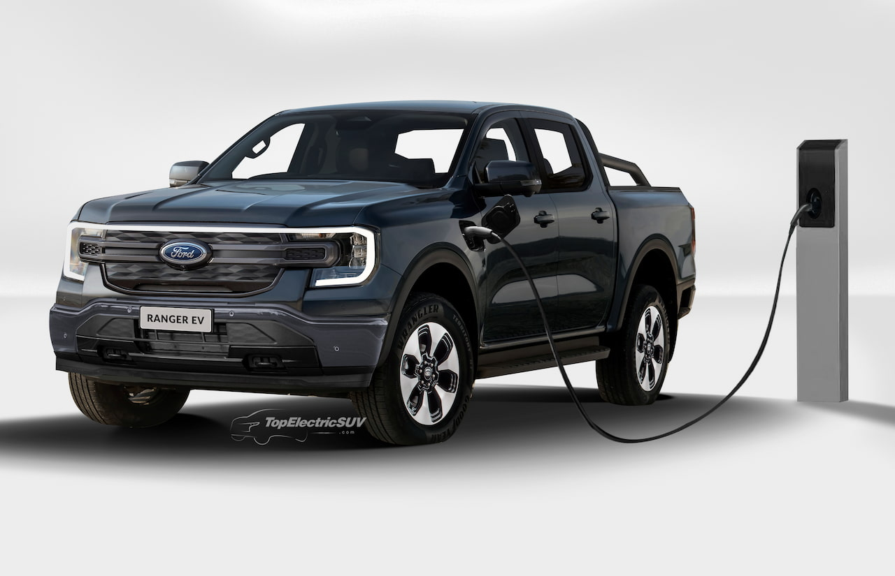 Ảnh dựng đồ họa khác về mẫu Ford Ranger EV.