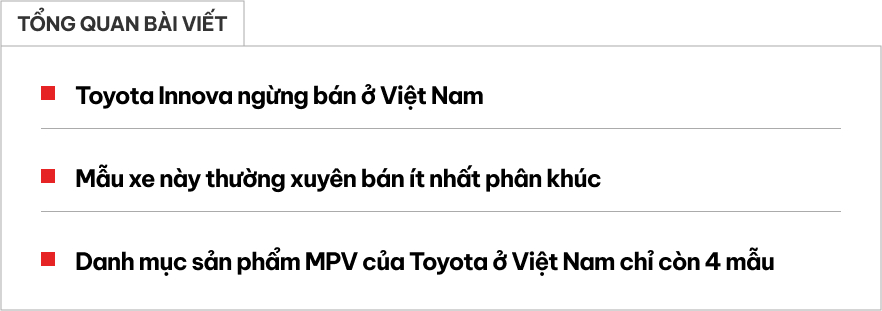 Toyota Innova ngừng bán tại Việt Nam