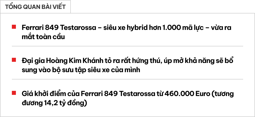 Siêu xe Ferrari 849 Testarossa mới ra mắt