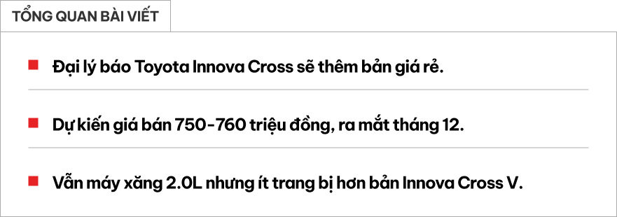 Toyota Innova Cross bản giá rẻ