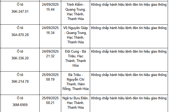 Phương tiện vi phạm vượt đèn đỏ
