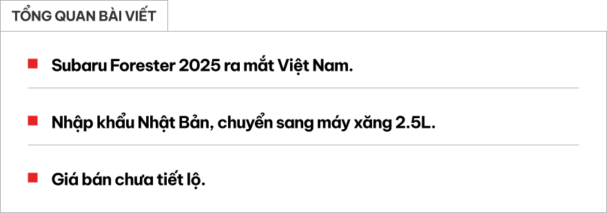 Subaru Forester 2025 vừa ra mắt Việt Nam