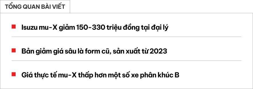 Isuzu mu-X giảm giá tới 330 triệu đồng tại đại lý Isuzu mu-X giảm giá sâu dọn kho mẫu cũ