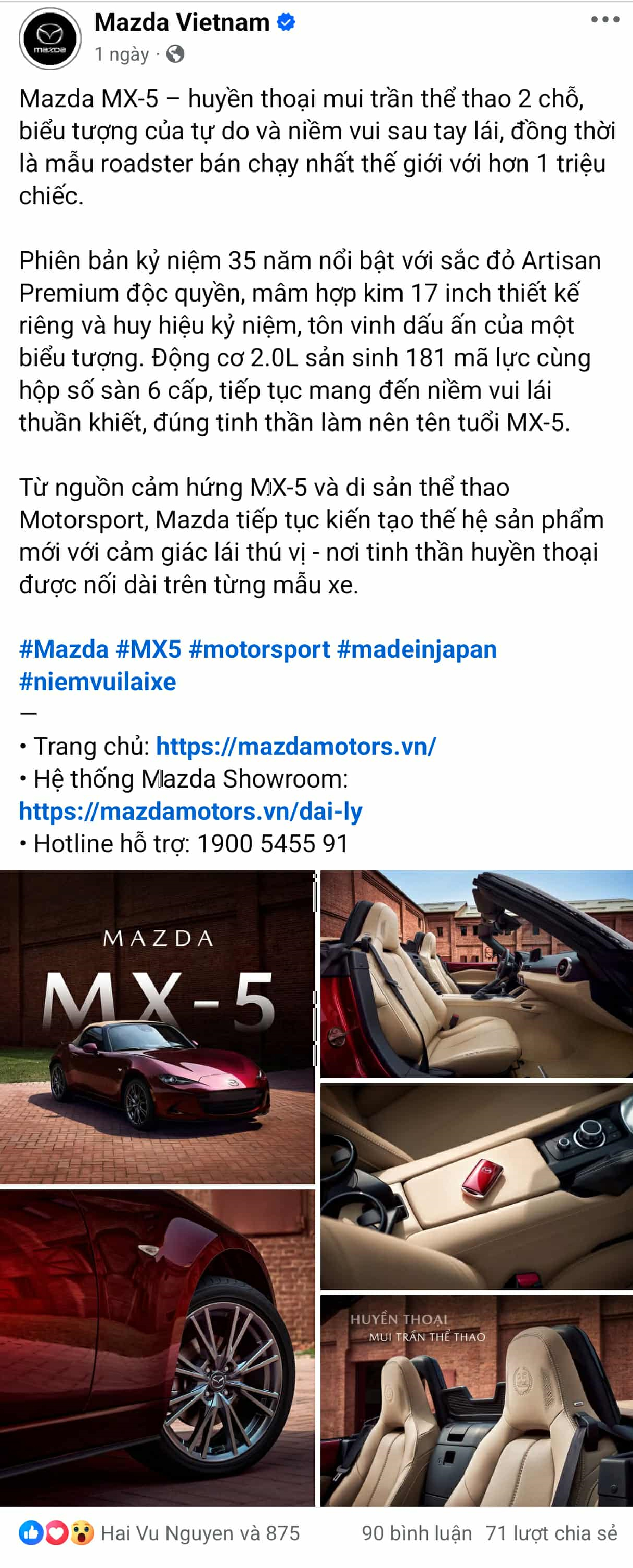 Ảnh chụp màn hình bài viết Mazda MX-5 Miata