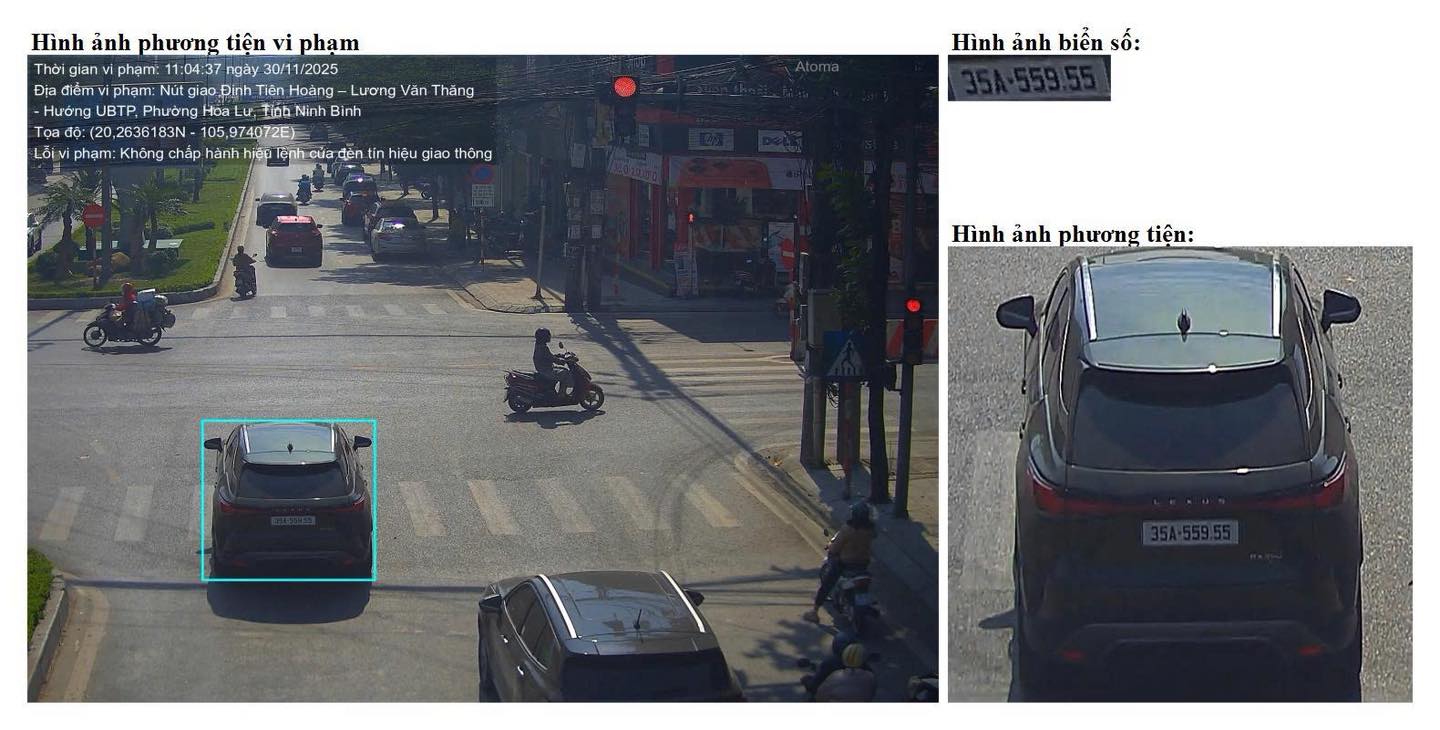 Xe vượt đèn đỏ bị ghi hình
