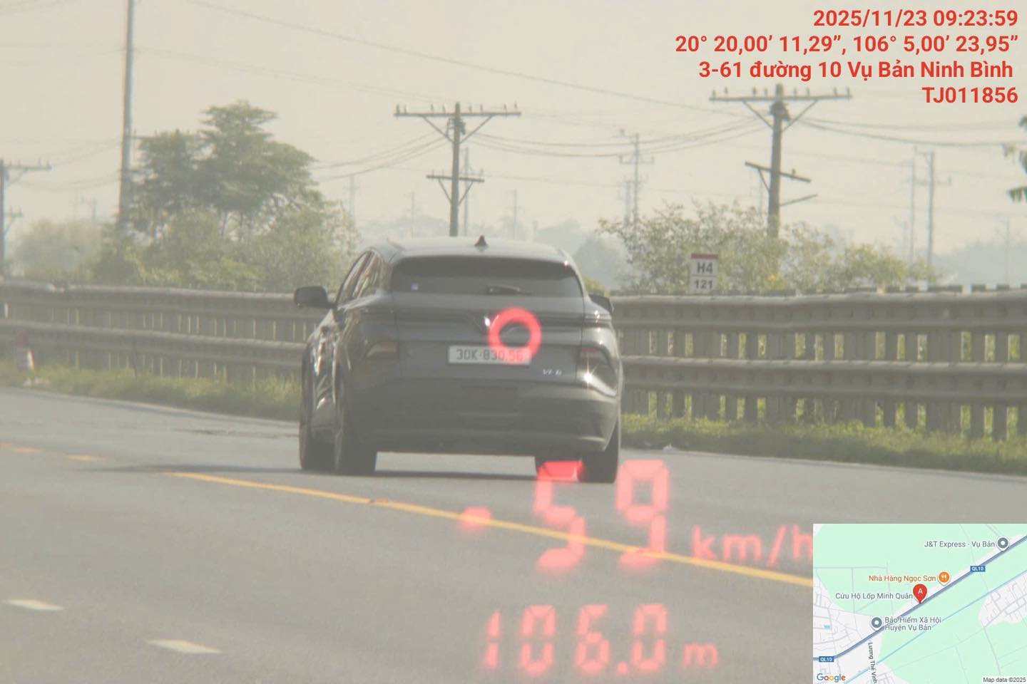 Xe bị ghi hình khi chạy quá tốc độ